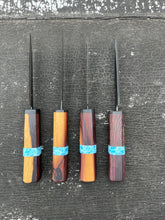 Load image into Gallery viewer, 4.5” Petty knife. Mexican Kingwood (Super rare/exotic wood) and faux marble inlay
