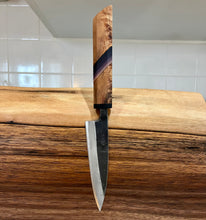 Load image into Gallery viewer, 4.5” Petty knife w/ Spalted maple and purple gradient inlay
