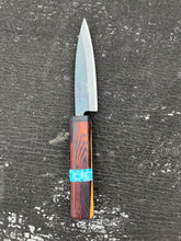 Load image into Gallery viewer, 4.5” Petty knife. Mexican Kingwood (Super rare/exotic wood) and faux marble inlay