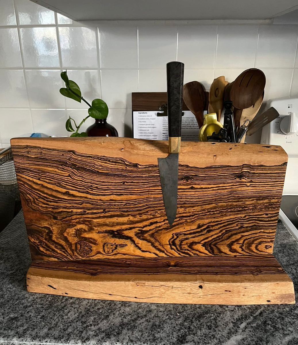 Walnut Magnetic Knife Block - FOR SMALL KNIVES ONLY – 3 Dot Design