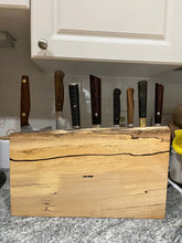 Load image into Gallery viewer, Magnetic Spalted Maple Knife Block - 16 3/4&quot; long

