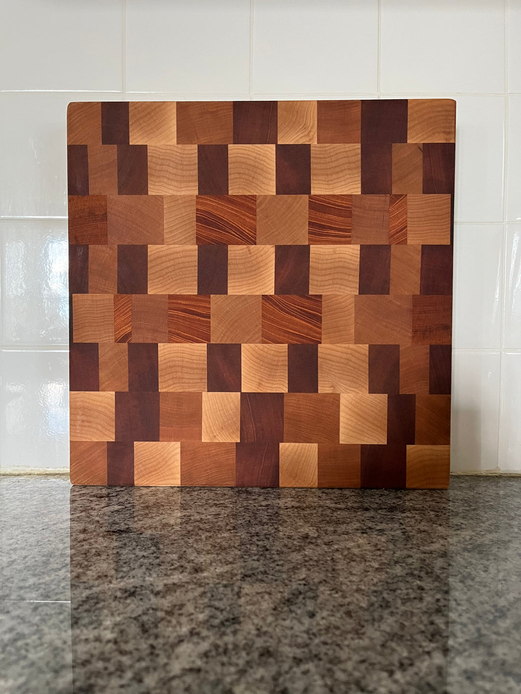 Mixed Wood End Grain Cutting Board 12” x 12” x 1 1/2”